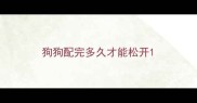 狗狗配完多久才能松开