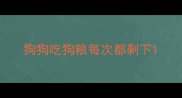 狗狗吃狗粮每次都剩下