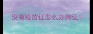 没有疫苗证怎么办狗证