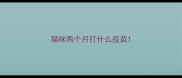 猫咪两个月打什么疫苗