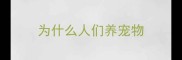 为什么人们养宠物