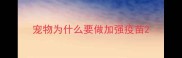 宠物为什么要做加强疫苗
