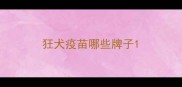 狂犬疫苗哪些牌子