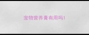 宠物营养膏有用吗