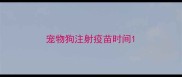 宠物狗注射疫苗时间