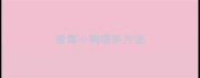 狼青小狗喂养方法