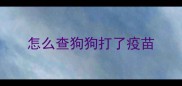 怎么查狗狗打了疫苗