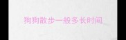 狗狗散步一般多长时间
