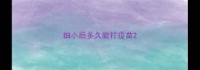 细小后多久能打疫苗