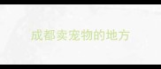 成都卖宠物的地方