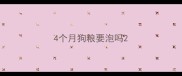 4个月狗粮要泡吗