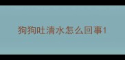 狗狗吐清水怎么回事