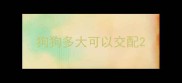 狗狗多大可以交配