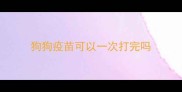 狗狗疫苗可以一次打完吗