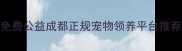 成都宠物领养网免费公益成都正规宠物领养平台推荐附最新名单