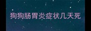 狗狗肠胃炎症状几天死